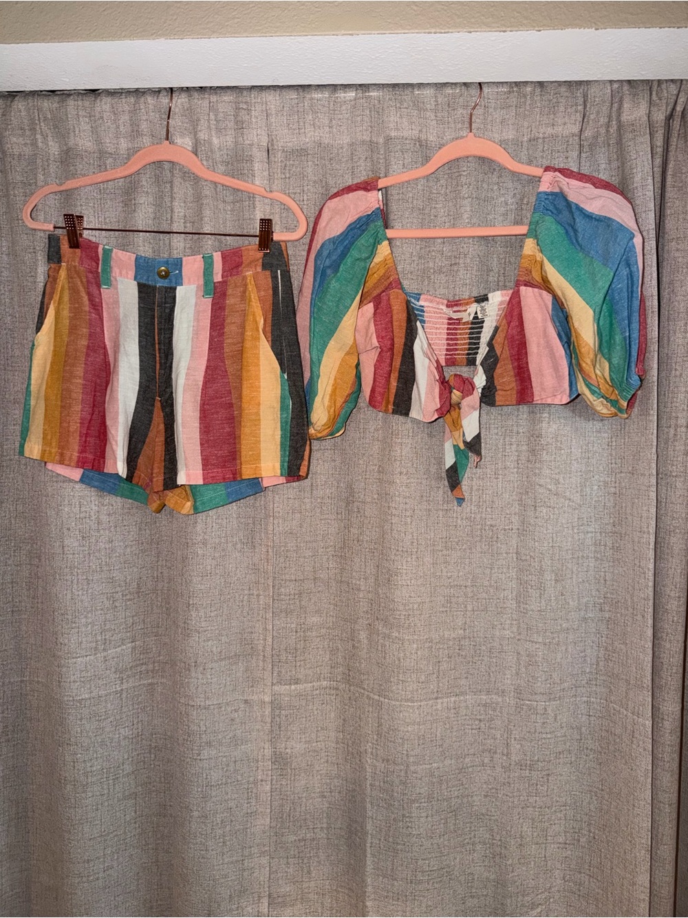 Billabong Multicolor Pastel Striped Linen Top - Picture 2 of 5